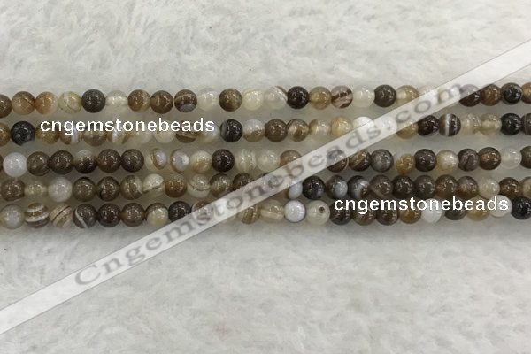 CAA1820 15.5 inches 4mm round banded agate gemstone beads