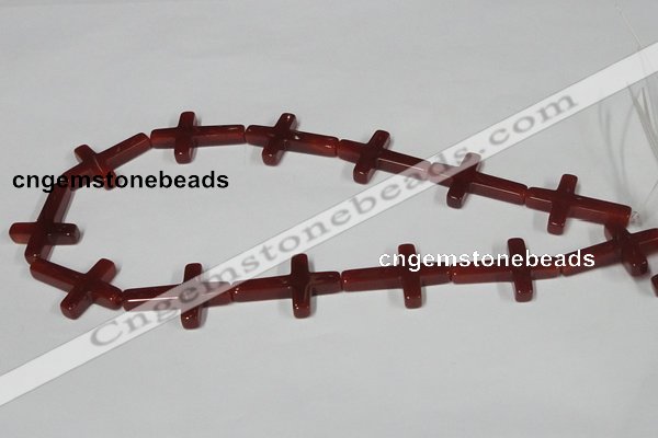 CAA183 15.5 inches 20*30mm cross red agate gemstone beads