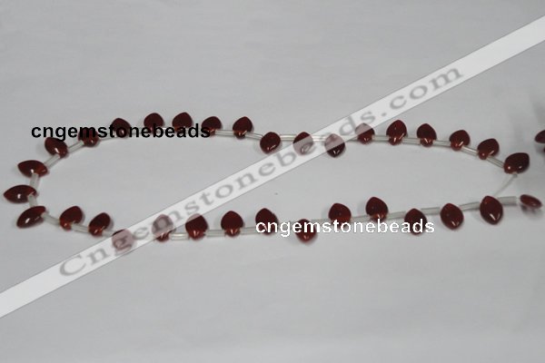 CAA184 Top-drilled 8*12mm marquise red agate gemstone beads