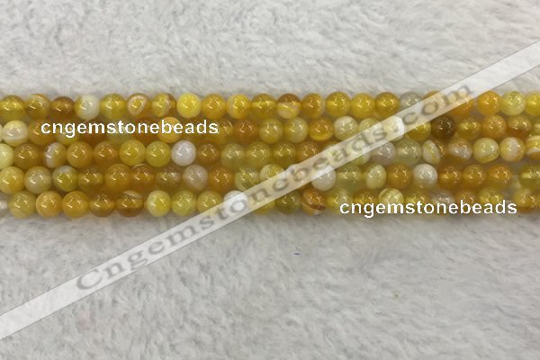 CAA1850 15.5 inches 4mm round banded agate gemstone beads