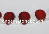 CAA186 Top-drilled 12*16mm flat teardrop red agate gemstone beads