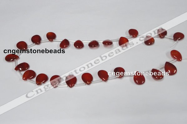 CAA186 Top-drilled 12*16mm flat teardrop red agate gemstone beads