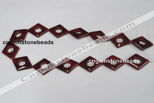 CAA189 15.5 inches 22*28mm diamond red agate gemstone beads