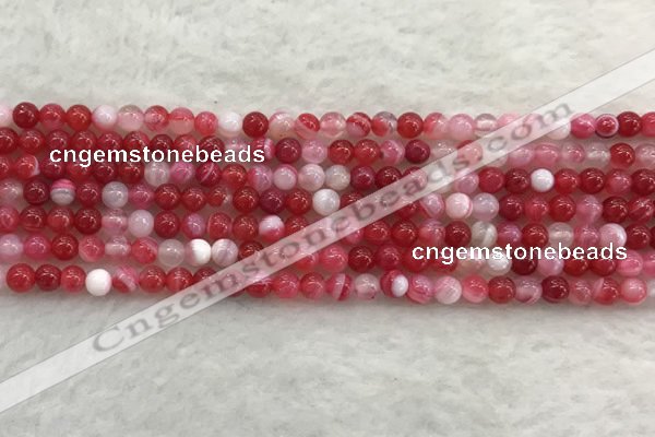 CAA1890 15.5 inches 4mm round banded agate gemstone beads