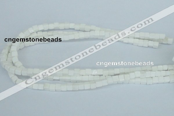 CAA19 15.5 inches 6*6mm cube white agate gemstone beads wholesale