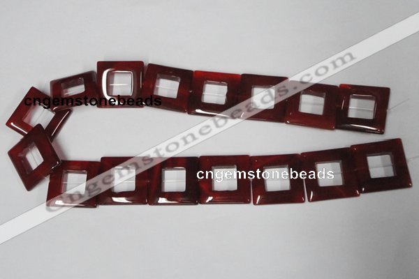 CAA191 15.5 inches 25*25mm square red agate gemstone beads