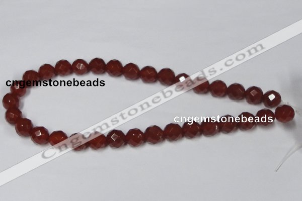 CAA201 15.5 inches 10mm faceted round red agate gemstone beads