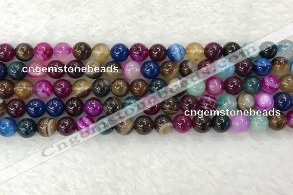 CAA2032 15.5 inches 8mm round banded agate gemstone beads
