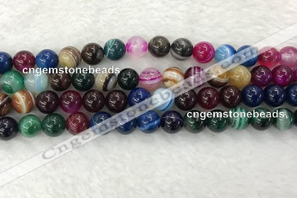 CAA2033 15.5 inches 10mm round banded agate gemstone beads
