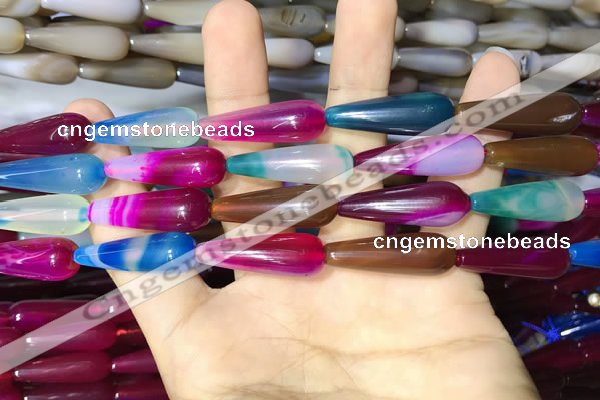 CAA2081 15.5 inches 10*30mm teardrop agate beads wholesale