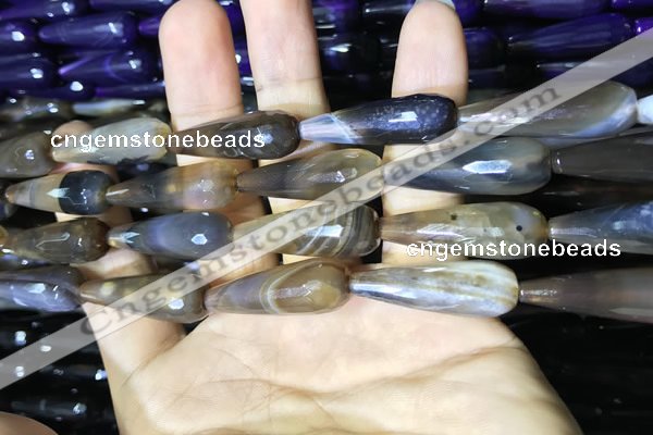 CAA2093 15.5 inches 10*30mm faceted teardrop agate beads