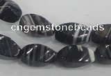 CAA214 15.5 inches 8*16mm twisted rice madagascar agate beads