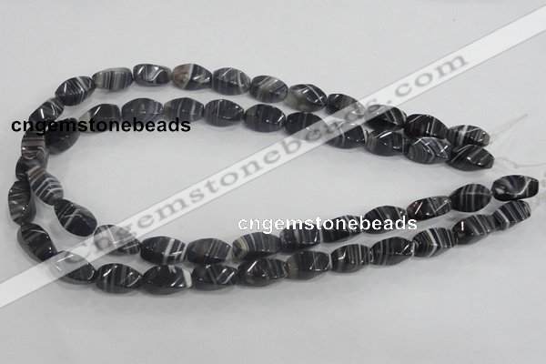 CAA214 15.5 inches 8*16mm twisted rice madagascar agate beads