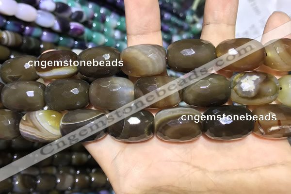 CAA2151 15.5 inches 15*20mm faceted drum agate beads wholesale