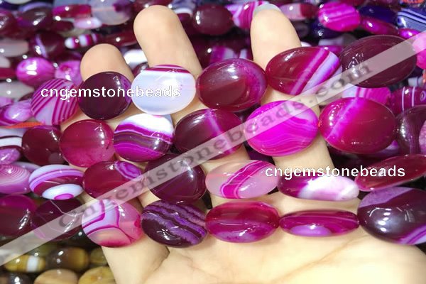 CAA2173 15.5 inches 15*20mm oval banded agate beads wholesale