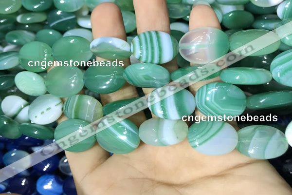 CAA2175 15.5 inches 15*20mm oval banded agate beads wholesale