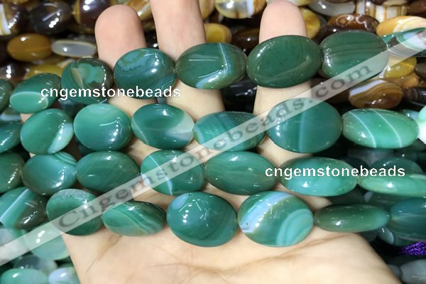 CAA2176 15.5 inches 15*20mm oval banded agate beads wholesale