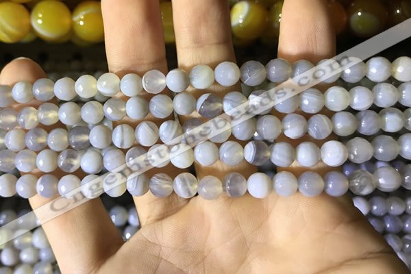 CAA2191 15.5 inches 6mm faceted round banded agate beads