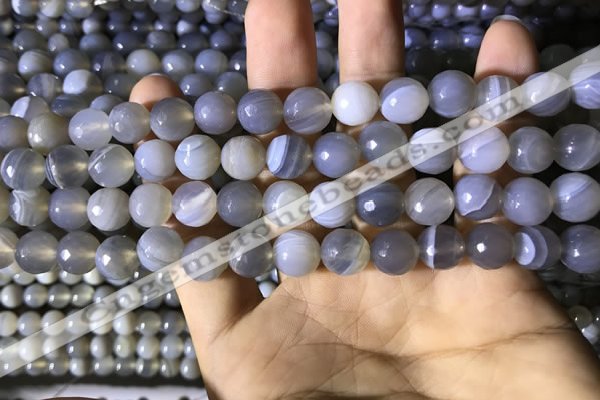 CAA2193 15.5 inches 10mm faceted round banded agate beads