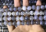 CAA2195 15.5 inches 14mm faceted round banded agate beads