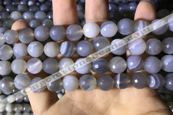 CAA2195 15.5 inches 14mm faceted round banded agate beads