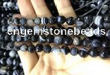 CAA2199 15.5 inches 8mm faceted round banded agate beads