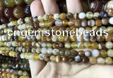 CAA2204 15.5 inches 4mm faceted round banded agate beads