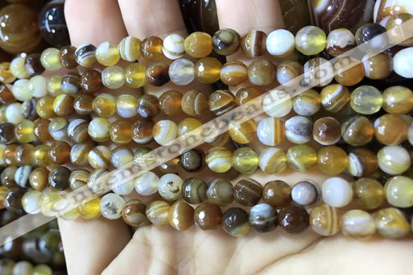 CAA2205 15.5 inches 6mm faceted round banded agate beads