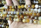 CAA2206 15.5 inches 8mm faceted round banded agate beads