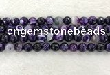 CAA2214 15.5 inches 10mm faceted round banded agate beads