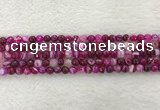 CAA2218 15.5 inches 4mm faceted round banded agate beads