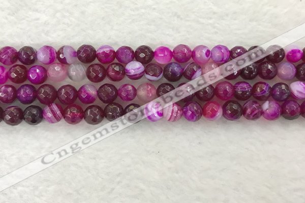 CAA2220 15.5 inches 8mm faceted round banded agate beads