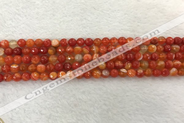 CAA2225 15.5 inches 4mm faceted round banded agate beads