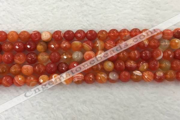 CAA2227 15.5 inches 8mm faceted round banded agate beads