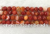 CAA2230 15.5 inches 14mm faceted round banded agate beads