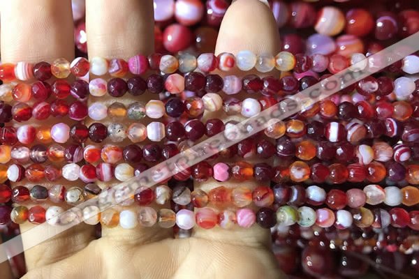 CAA2232 15.5 inches 4mm faceted round banded agate beads