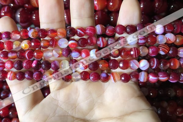 CAA2233 15.5 inches 6mm faceted round banded agate beads