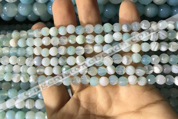 CAA2239 15.5 inches 4mm faceted round banded agate beads