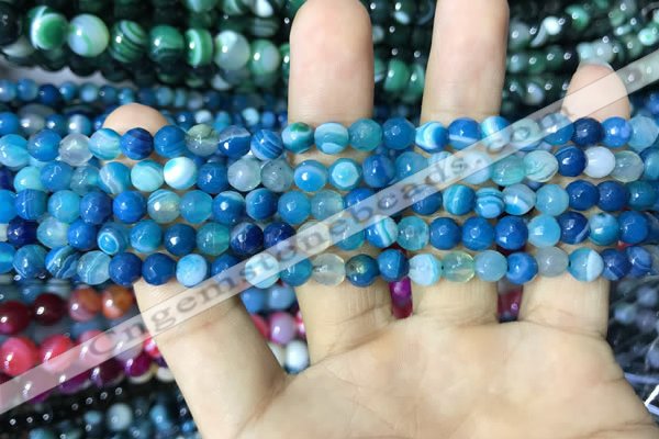 CAA2249 15.5 inches 4mm faceted round banded agate beads