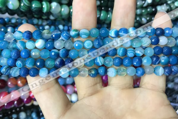 CAA2250 15.5 inches 6mm faceted round banded agate beads