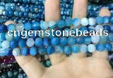 CAA2251 15.5 inches 8mm faceted round banded agate beads