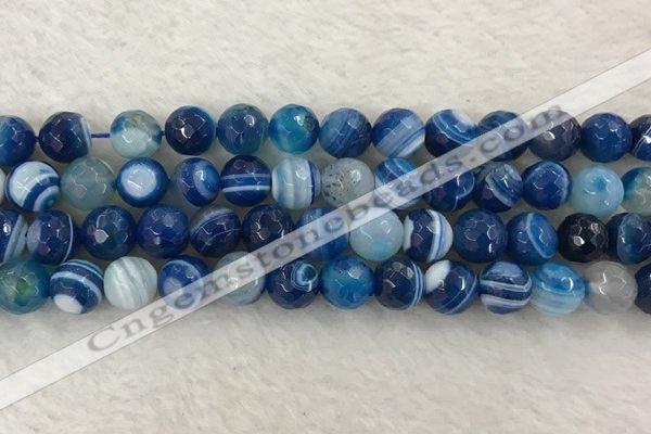 CAA2259 15.5 inches 10mm faceted round banded agate beads