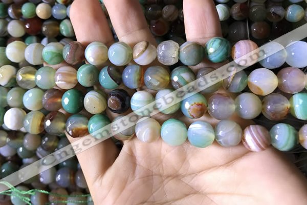 CAA2266 15.5 inches 10mm faceted round banded agate beads