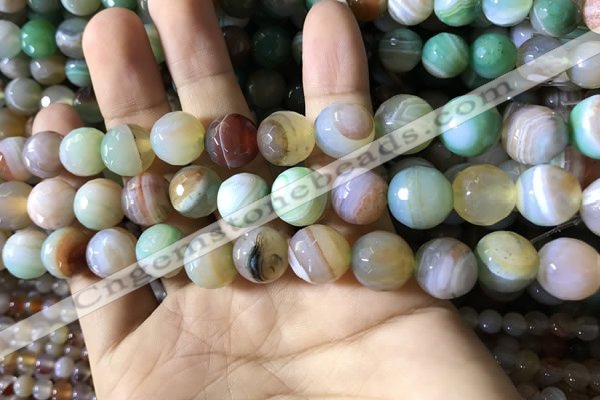 CAA2267 15.5 inches 12mm faceted round banded agate beads
