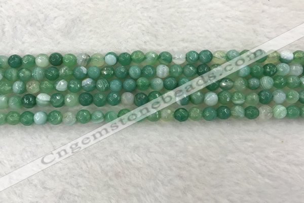 CAA2277 15.5 inches 4mm faceted round banded agate beads