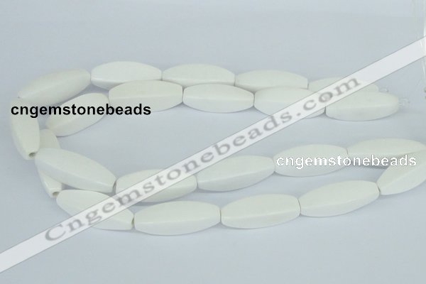 CAA23 15.5 inches 12*35mm faceted rice white agate gemstone beads