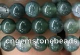 CAA2356 15.5 inches 4mm round moss agate beads wholesale