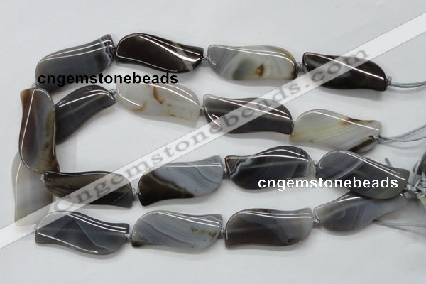 CAA236 15.5 inches 18*46mm marquise grey line agate beads