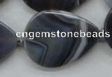 CAA237 15.5 inches 30*40mm flat teardrop grey line agate beads