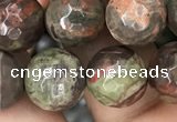 CAA2388 15.5 inches 12mm faceted round ocean agate beads wholesale
